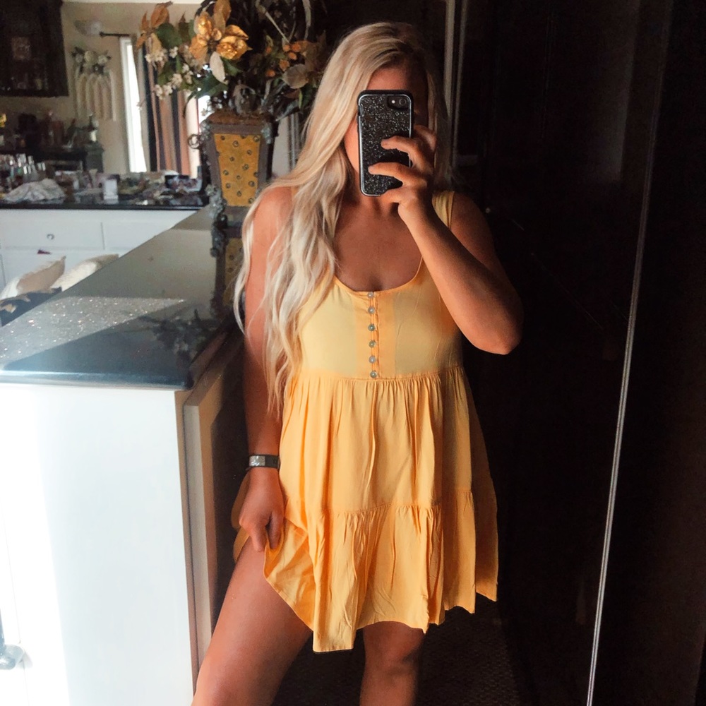 Sunny Yellow Button-Front Mini Dress